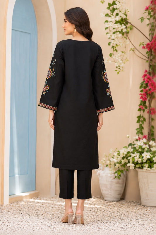 Black Multi Embroidered 2-piece